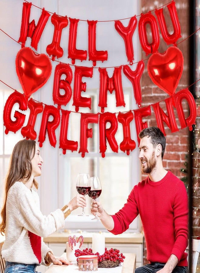 YOTHORN 16 Inch Red 'WILL YOU BE MY GIRLFRIEND' Balloons, Foil Proposal Confession Balloons, Valentines Day Balloon, Love Balloon Banner for Wedding Engagement Galentines Day Bridal Shower Decor - Image 4
